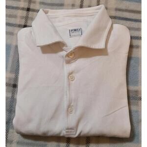 Fedeli Polo Shirt  Mens Size US 2XL EU 56 White North Piquet Made In Italy  EUC